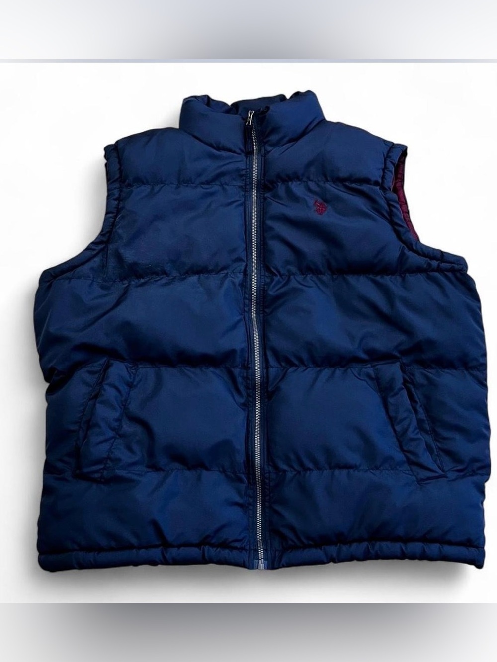 U.S. Polo Assn. Navy Puffer Vest | Red Lining | Size Large